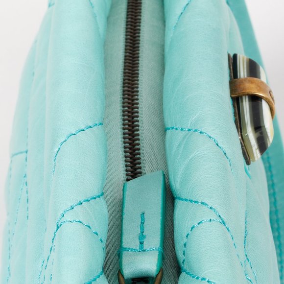 Lanvin Quilted Teal Leather Happy Crossbody Handbag - Picture 12 of 15